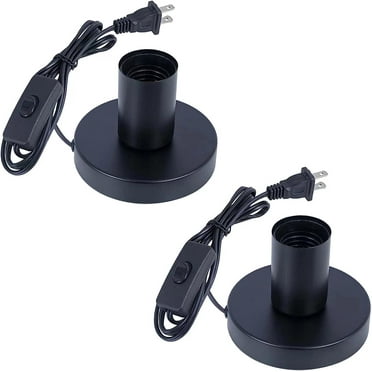 Small Polished Metal Table Lamp Socket Base, Vintage E26/E27 Screw Bulb Holder Base 5.57ft Power Switch Only