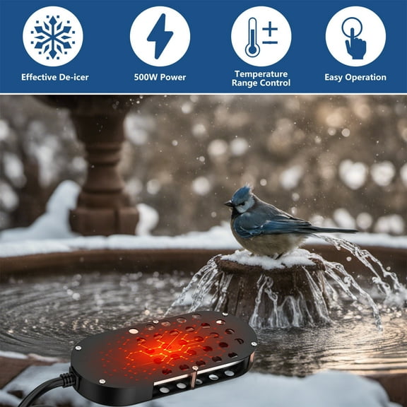 Small Pond Heater,Pond Heaters for Outdoor Ponds with Fish,Bird Bath Heater for Outdoors in Winter With Long Cord,Birdbath Water Heater Pond De-Icer,Bird Bath Deicer Full-Covered(Black)
