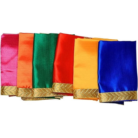 Small Pooja Cloth Mat Aasan Decorative cloth set of 6 (Size:-12 Inches X 12 Inches,) for Multipurpose Pooja Decorations Item & Article Yellow Laxmi