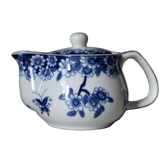 Small Porcelain Teapot, 9oz Tea Pot with Stainless Steel Infuser Classical Chinese Penoy Flower
