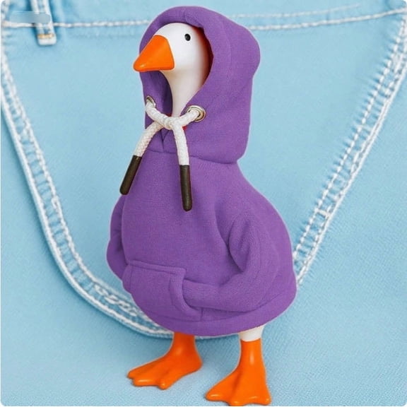 Small Porch Goose Outfit with Hood, Magnetic Statue & Keychain - Soft Comfortable, Multi-Purpose Tabletop Accessory, Versatile Decor for Indoor Desk & Outdoor Porch Holiday Accents, 1pc