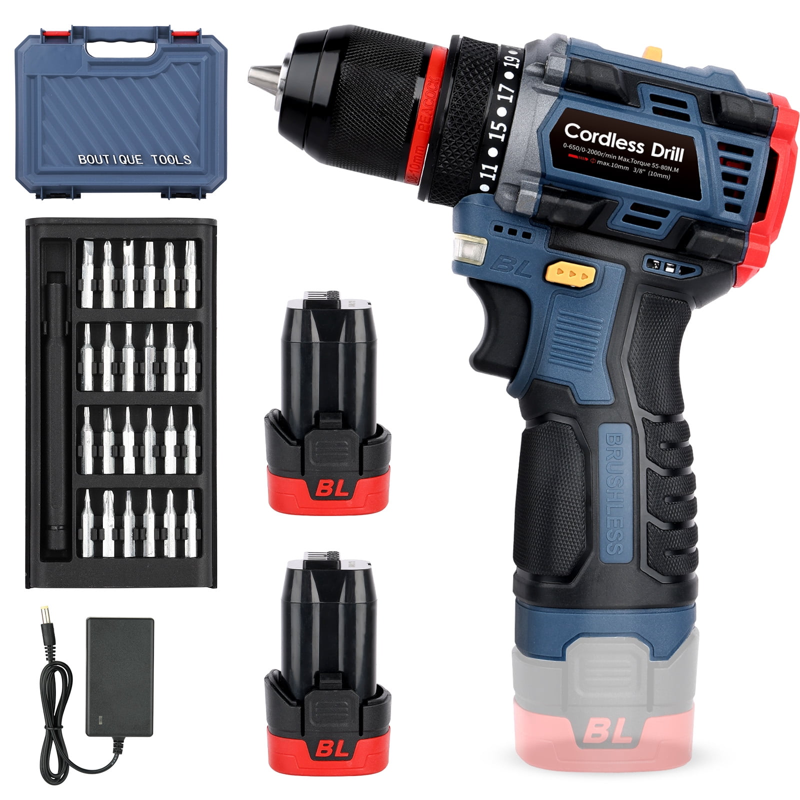 Teanyotink Small Portable 16.8V Brushless Lithium Electric Drill Forward and Reverse Labor Saving Screwdriver Electric Drill with 26 in 1 Screw Bit Set Walmart