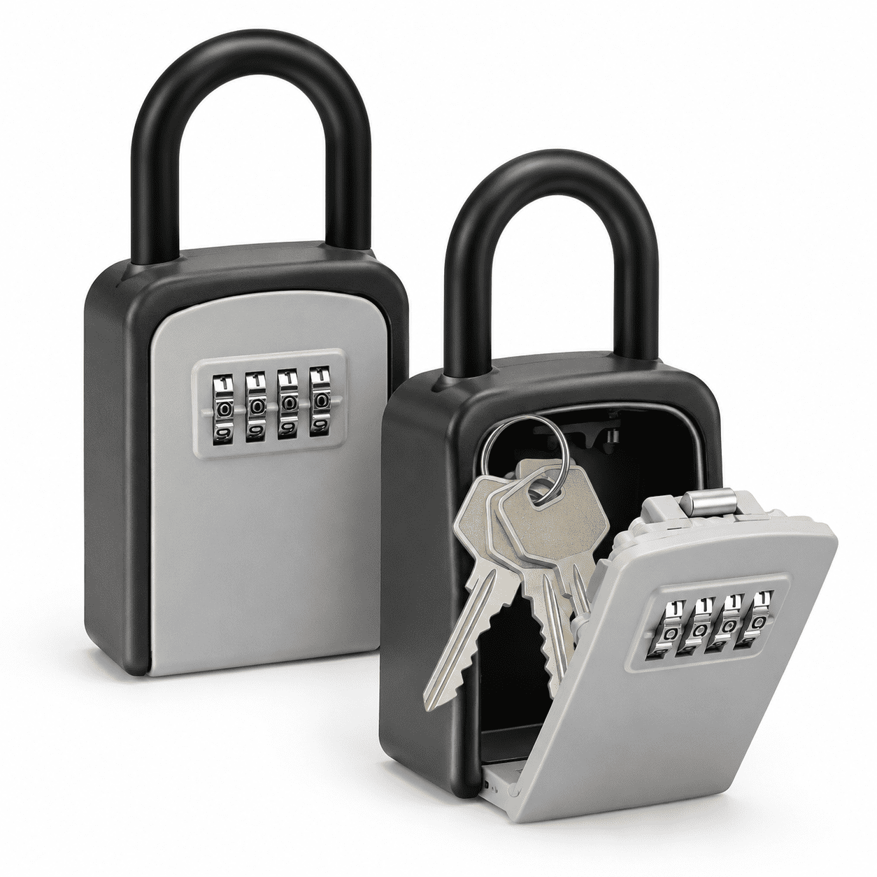Small-Portable 2 Packs Key Lock Box, 4-Digit Combination Outdoor Safe ...