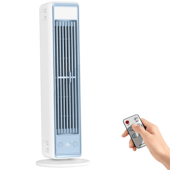 Small Portable Air Conditioner, 3600mah Ac Fan Bladeless Tower with Remote Control, 3-in-1 Stand/Desk/Wall-Mount, Quiet Operation, 5 Speeds for Home Office Bedroom(RL)