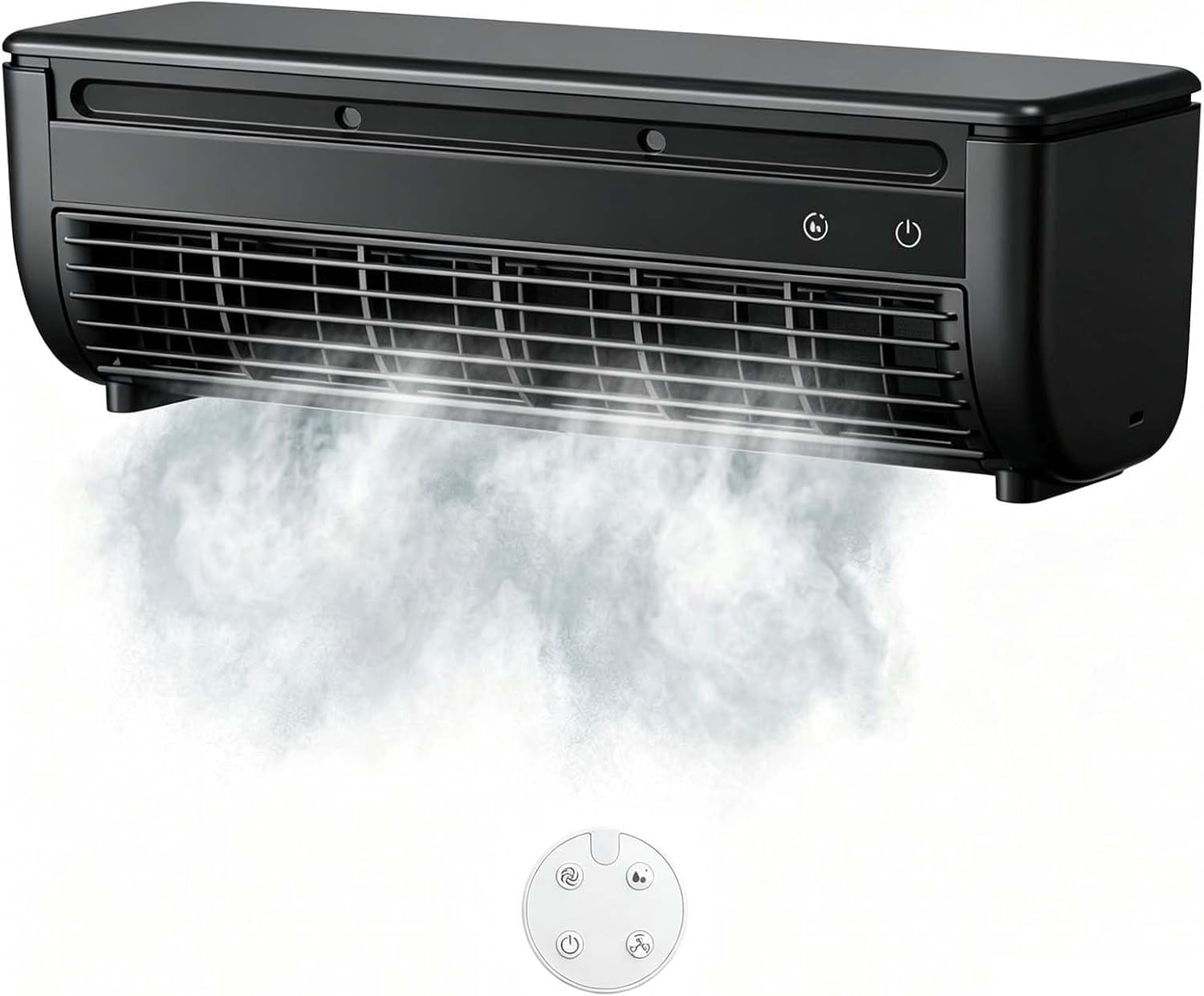 Small Portable Air Conditioner Fan, Wall Mount Air Conditioner No Drilling Ductless Mini Split AC Alternative, 6000mAh Battery Ice Mist Cooler for RV Garage Bedroom Indoor(Black)