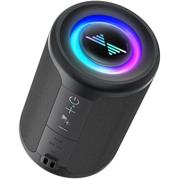 Small Portable Bluetooth Speaker with Lights, TWS Stereo Surround Sound, Type C Powered, Bluetooth 5.3, AUX TF Card Input, Wireless for Outdoor Home, Coolest Gifts