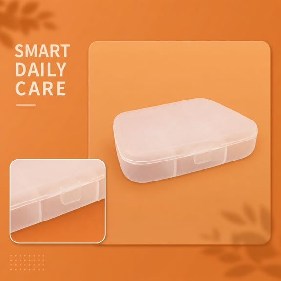 Small Portable Case With 5 Compartments, Compact Daily Box For Pocket Or Purse, Travel Sized Vitamin Holder And Medication Organizer For Use, White