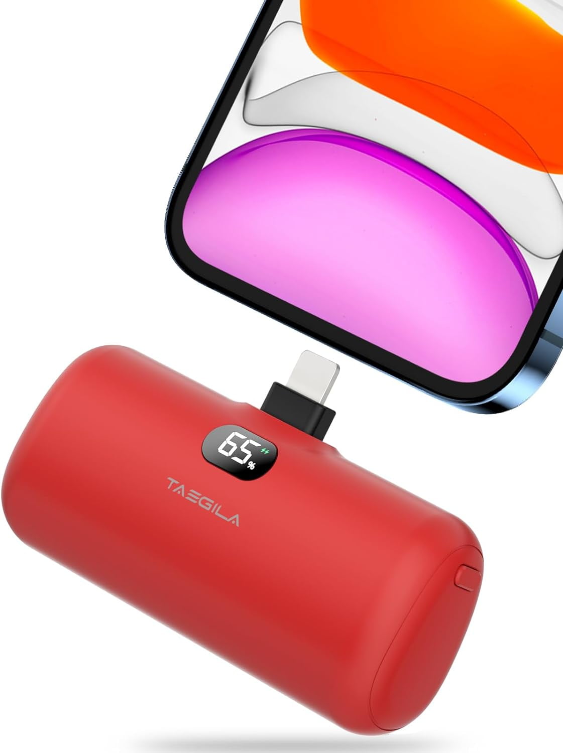 Small Portable Charger iPhone 5000mAh with Built in Cable and Metal