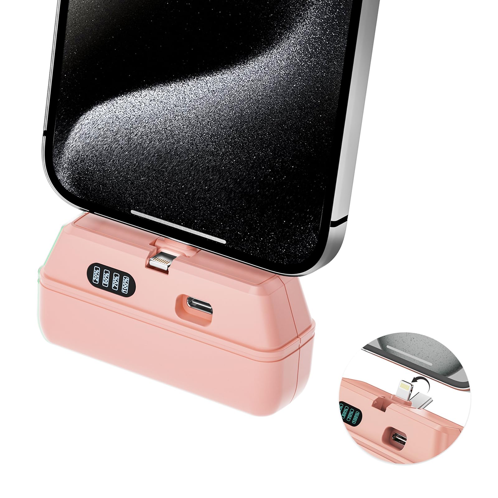 Small Portable Charger for iPhone/TypeC Dual Plug Connector 5000mAh