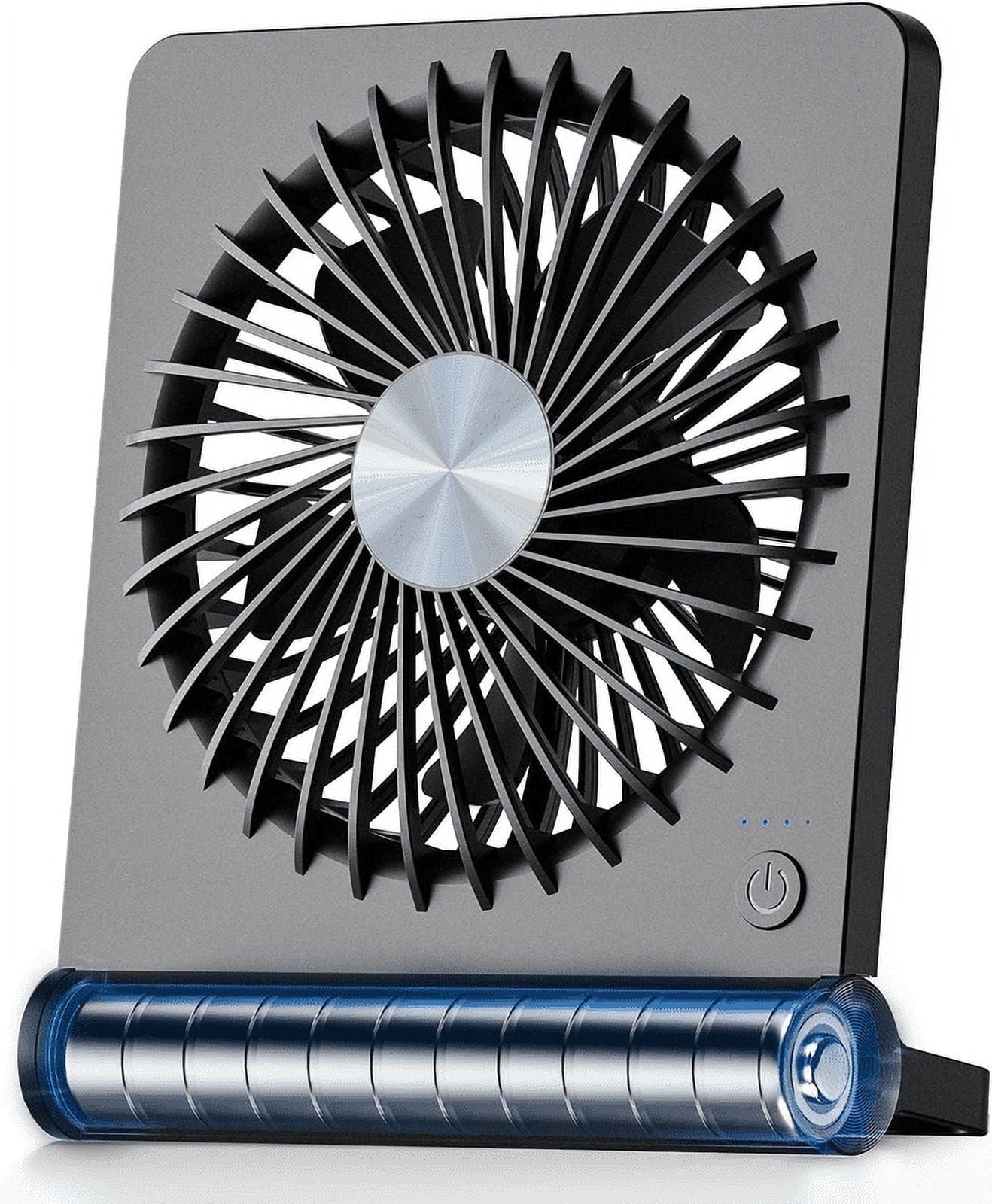 Compact Black and Silver Adjustable Desk Fan with USB