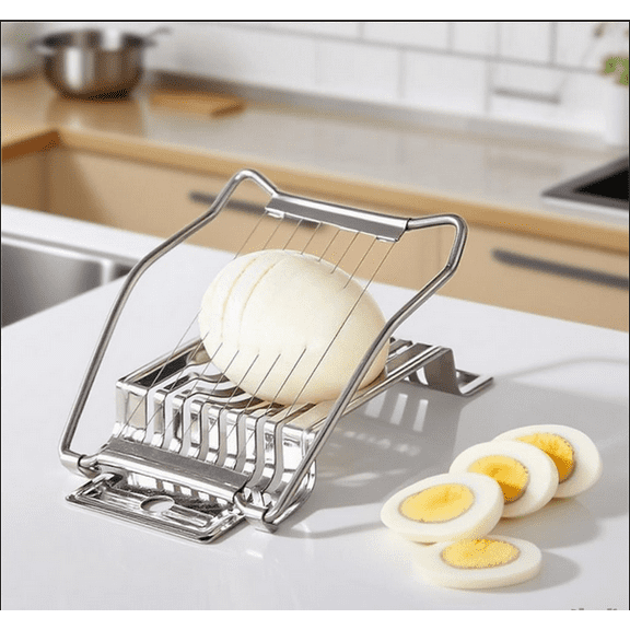 Small Portable Egg Slicer, Stainless Steel Egg Cutter for Hard Boiled Eggs Heavy Duty Large Eggs Slicer with Stainless Steel Wires Useful Kichen Gadgets Tool