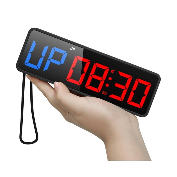 Small Portable Gym Timer Clock, Strong Magnet, Workout Interval Timer with Powerful Battery, Stopwatch, Remote Control, Adjustable Brightness, Fitness Digital Timer for Home/Garage/Boxing