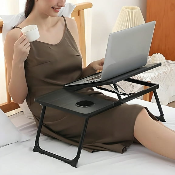 Small Portable Laptop Bed Table Foldable Desk, Computer Table - Multi-Functional Tray Holder With Cup Holder To Hold Various Tools, Foldable