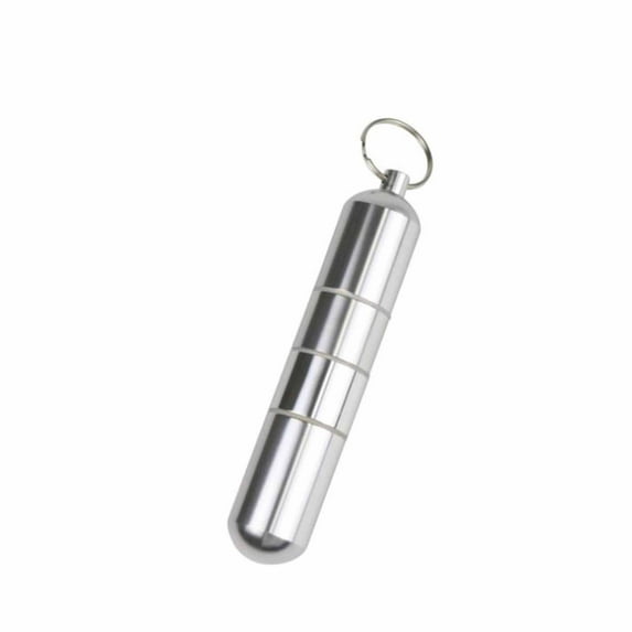Small Portable Pill Box Keychain (1 Pack), Aluminium Alloy Mini Pill Organizer Case Container for Purse,Waterproof Metal Pill Holder Medicine Bottle for Outdoor Camping Travel(Silver)
