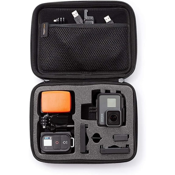 Small Portable Protective Carrying Case for GoPro and Action Camera, Padded with Secure Handle, 9 x 7 2.5 inches,