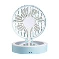 thumbnail image 1 of Small Portable Rechargeable Fan with Makeup Mirror 3X3X1.5 in Blue Handheld Fan for Travel and Desk Use, 1 of 9