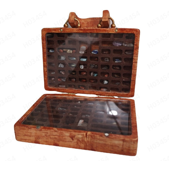 Small, Portable Rock Display Case HandSized, 48Slotted Small Shadow