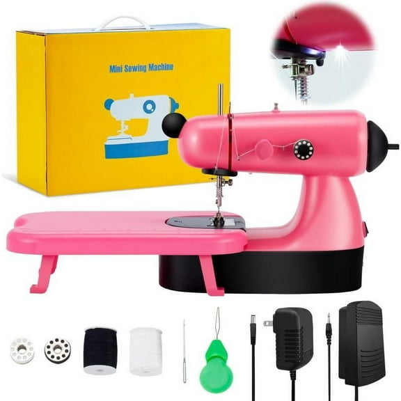 Small Portable Sewing Machine for Kids, Dual Speed Portable Sewing Machine for Beginners with Light, Sewing Kit for Household Use