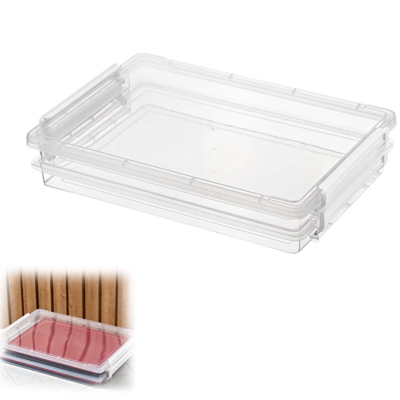 Small Portable Storage Box A4 Size White 2 Boxes 1 Lid 36.5x25 cm, Plastic Container with Lids – Spring Organization, Stackable Storage for Home, School, Scrapbook for Xinyat