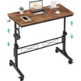 thumbnail image 1 of Small Portable Treadmill Walking Pad Desk on Wheels, 32 Inch White Adjustable Height Mobile Rolling Standing Teacher Desks, Couch Sofa Side Laptop Stand Up Table for Bedroom, White, 1 of 9