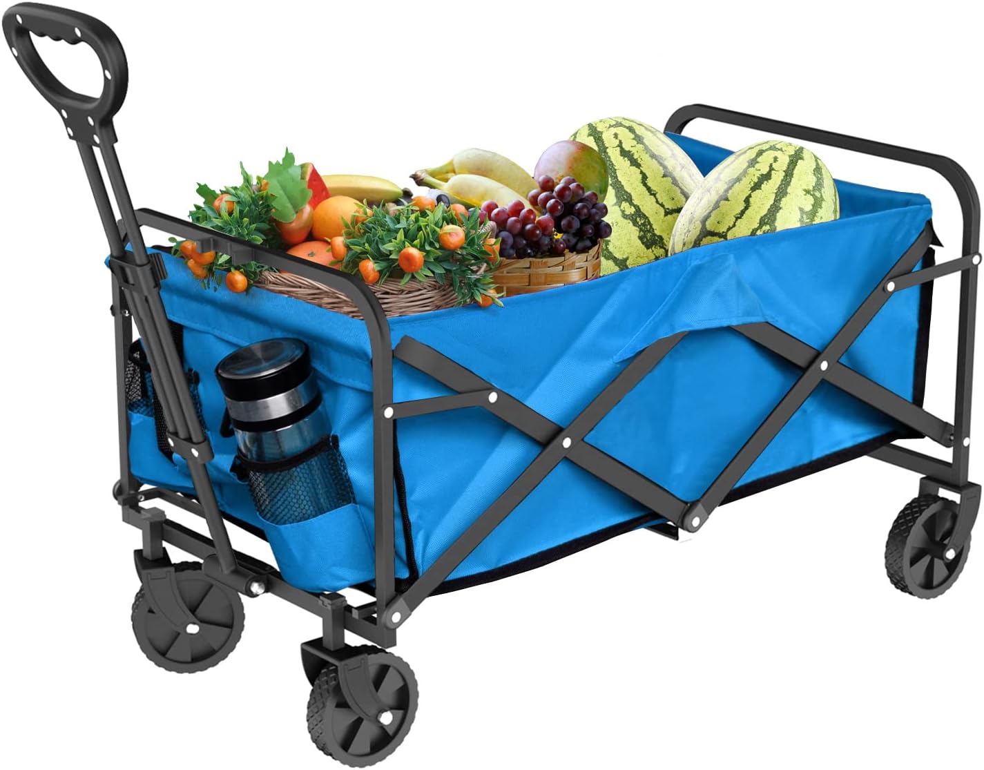 Small Portable Wagon, Collapsible Folding Utility Camping Wagon Cart