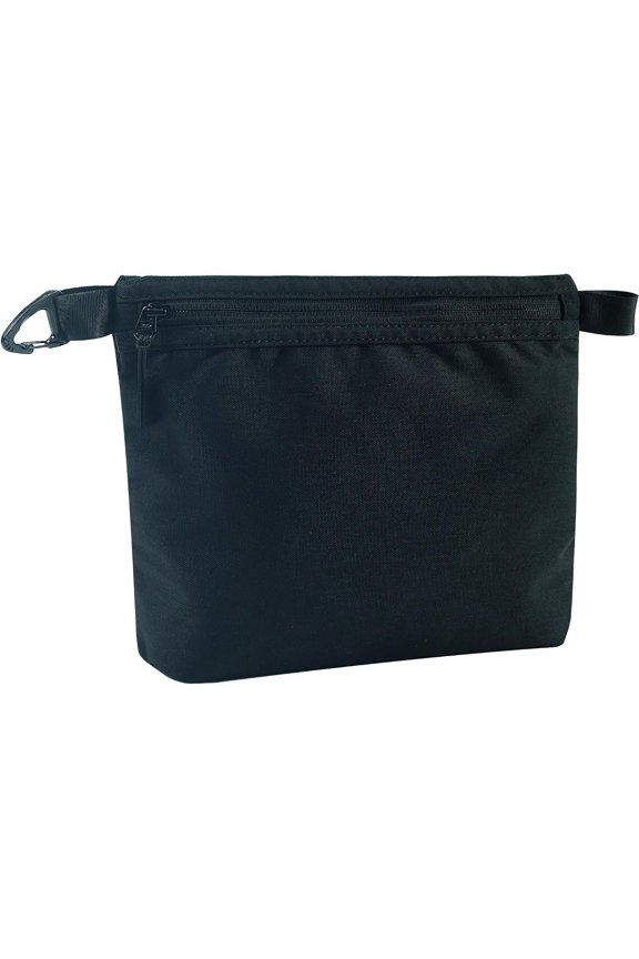 Small Pouch for Travel Essentials, Makeup Pouch Bag with Carabiner Clip Backpack Dopp Kit Storage Organization for Toiletries, , Tech, Tools, Water Resistant 500D Nylon (Black)