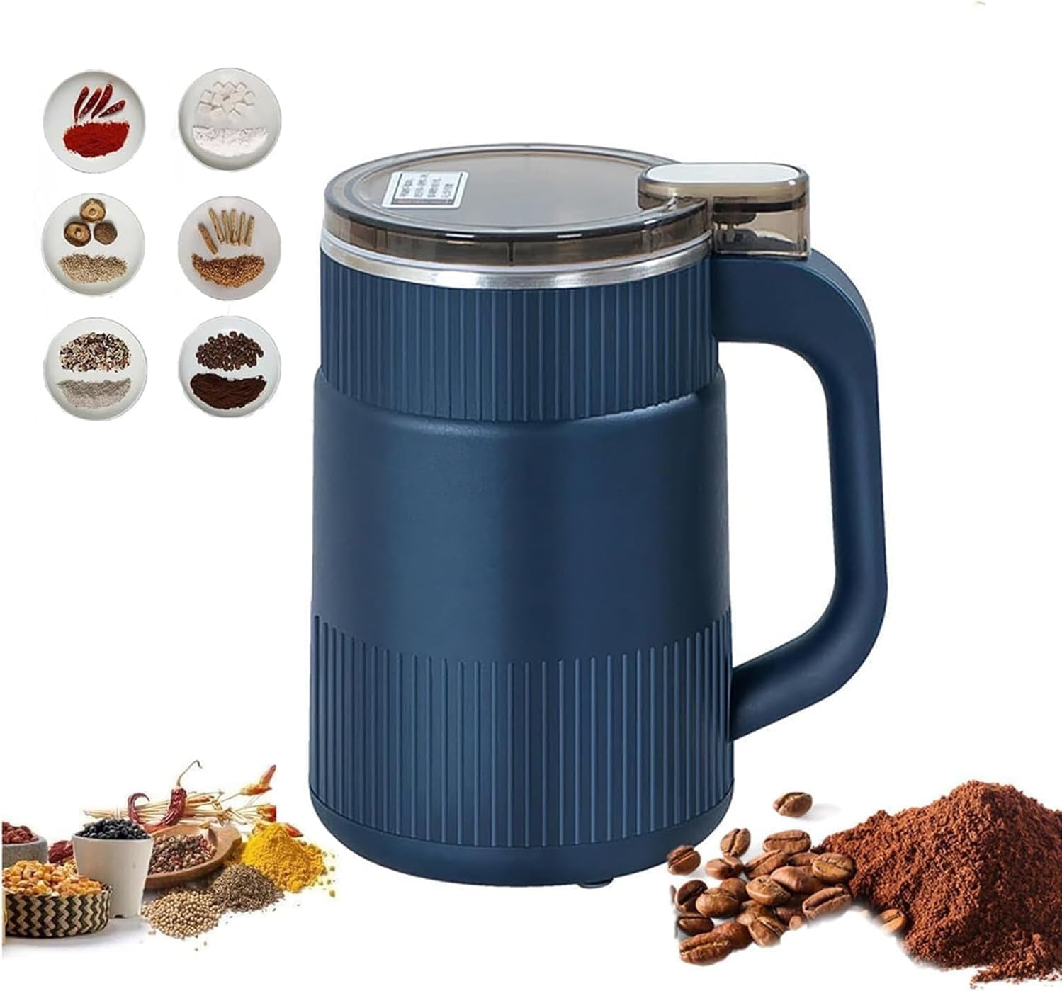 Small Powder Grinding Machine, Grain mills, Herb Grinder, Spice Grinder, Electric Coffee Grinder, Multifunctional Grinding Machine with 304 Stainless Steel Blade,Blue