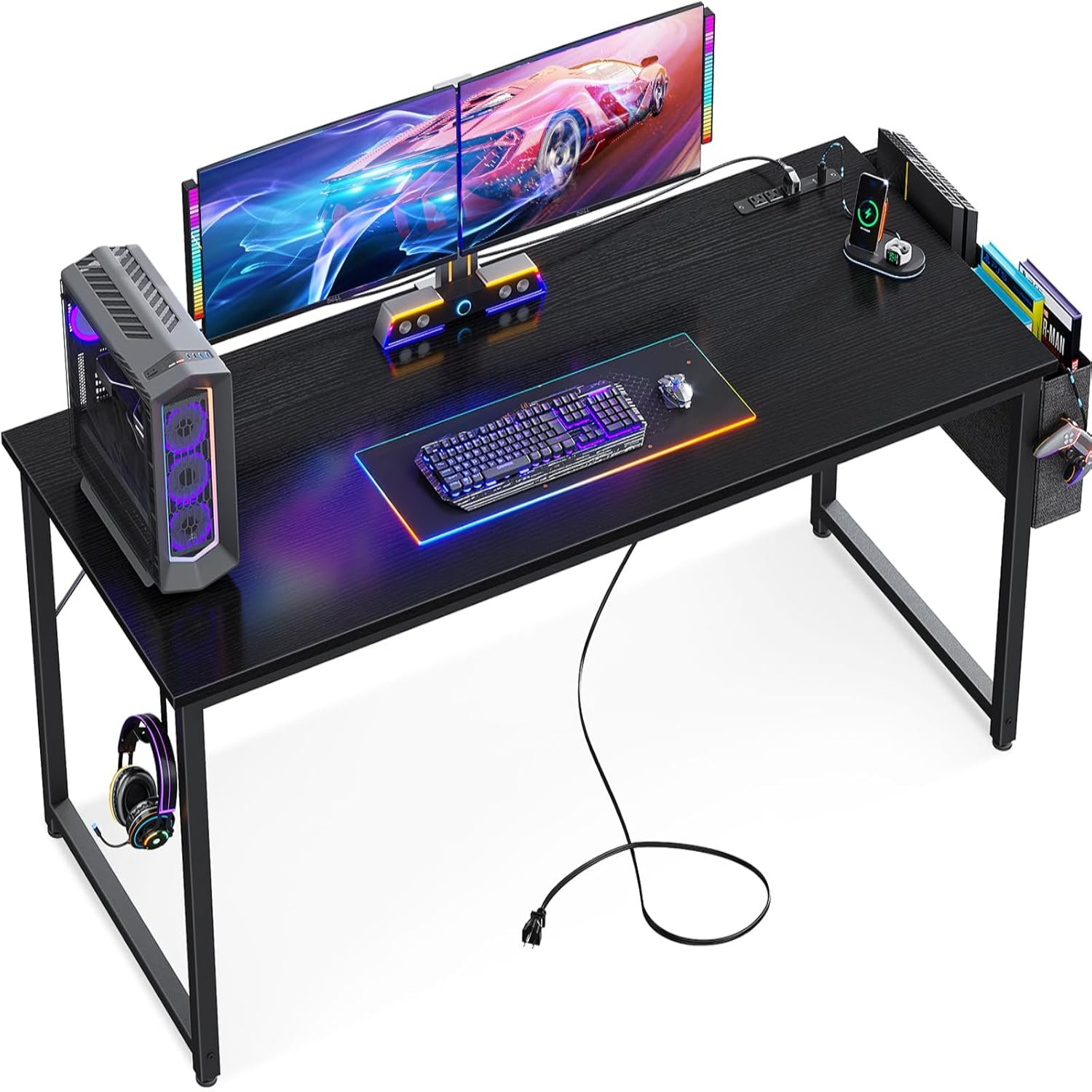 Small Power Outlets and USB Port Computer Desk for Office Gaming 63