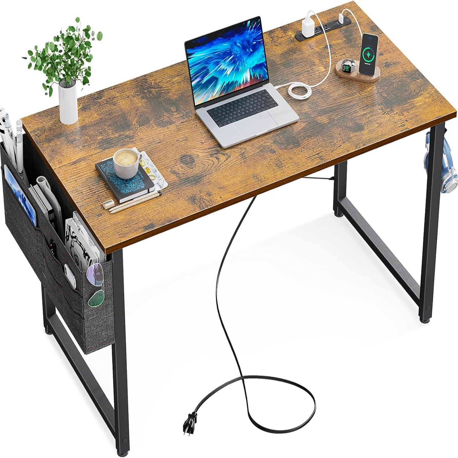 Small Power Outlets and USB Port Computer Desk for Office Gaming 63