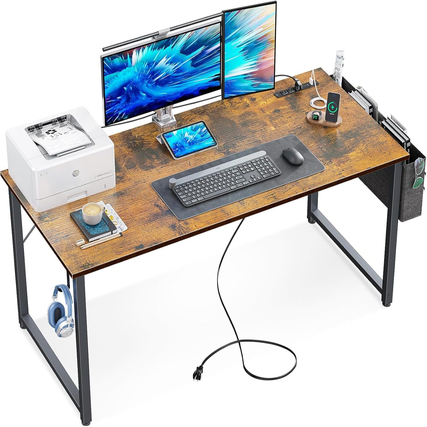 Small Power Outlets and USB Port Computer Desk for Office Gaming 63