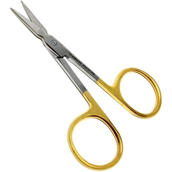 Small Precision Arrow-Style Embroidery Scissors, 3.5" Forged Stainless Steel Sharp Pointed Tip Detail Shears for DIY Craft Thread Cutting, Needlework Yarn & Sewing (Gold)