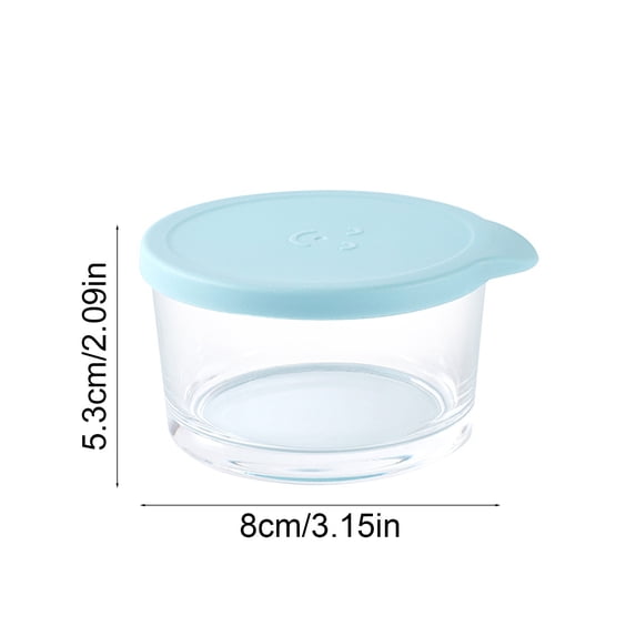 Small Preserving Bowl Mini Sealable Glass Container 3x3x2 Inch Leakproof Snack Box Microwave-Safe Condiment Cup Pet Bowl Travel Food Storage Leakproof Glass Container