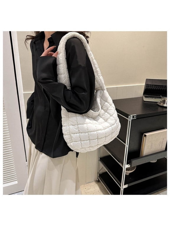 Small Puffer Tote Bag for Women, Puffer Quilted Shoulder Bag, Puffy Bubble Tote Bag, Soft Lightweight Purse Handbag