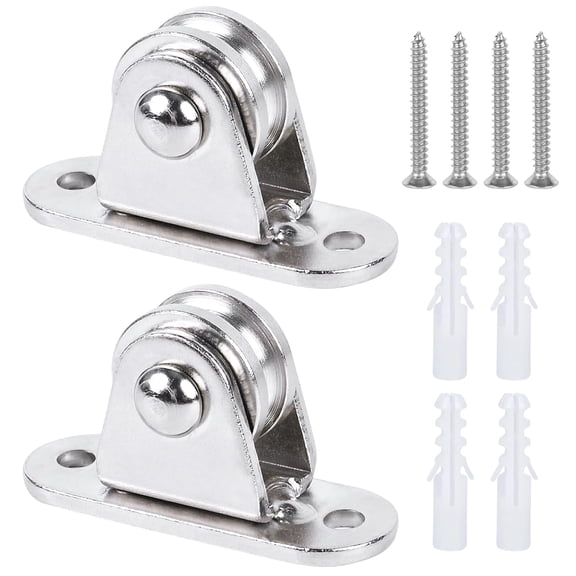 Small Pulley Block 1" Mini Duplex Pulley Roller Frictionless Silent Wheel Heavy Duty Fixed Sheave Loading 176 lb for Rope Cable Cord Guide & Wall Ceiling Mount DIY Project - 2 Pack