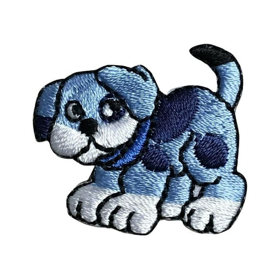 Small Puppy Dog - Blue - Spotted/Pets - Iron on Applique/Embroidered Patch