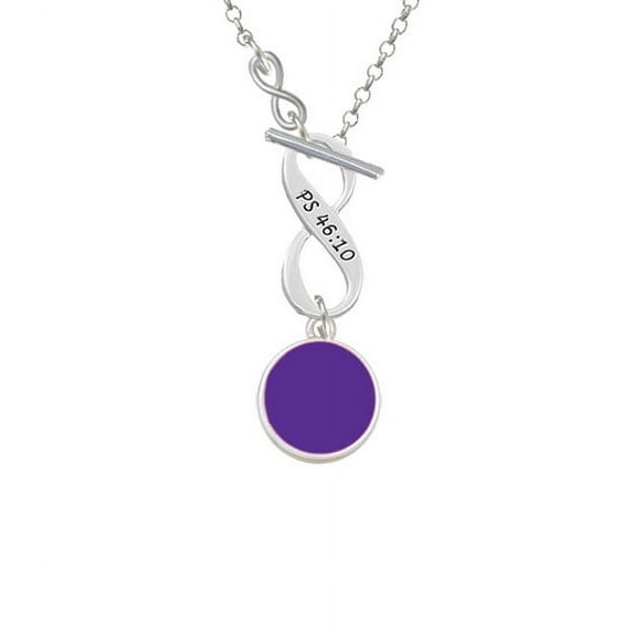 Small Purple Enamel Disc - To Infinity Psalm 46:10 Toggle Necklace