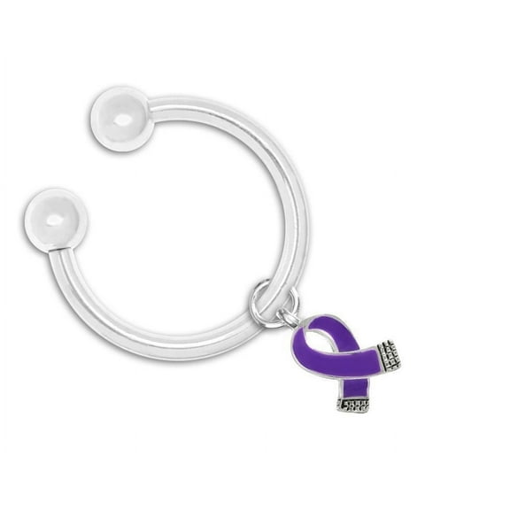 Small Purple Ribbon Horse Shoe Keychain Ring