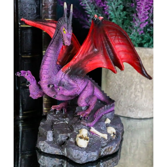 Small Purple Volcanic Earth Skull Graveyard Dragon Figurine Fantasy Collectible