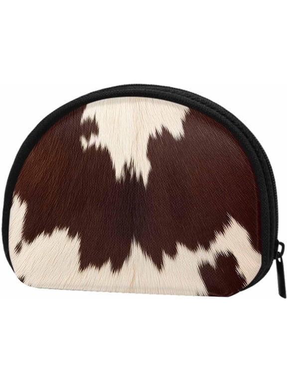 Small Purse Cow print Cowhide Brown Fabric Mini Wallet Pouch Change Purse For Women Men