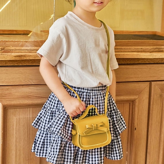 Small Purses for Women Crossbody Bag Vegan Leather Crossbody Purses and Handbags with Top Carry Handle and Cute Bow Knot Yellow