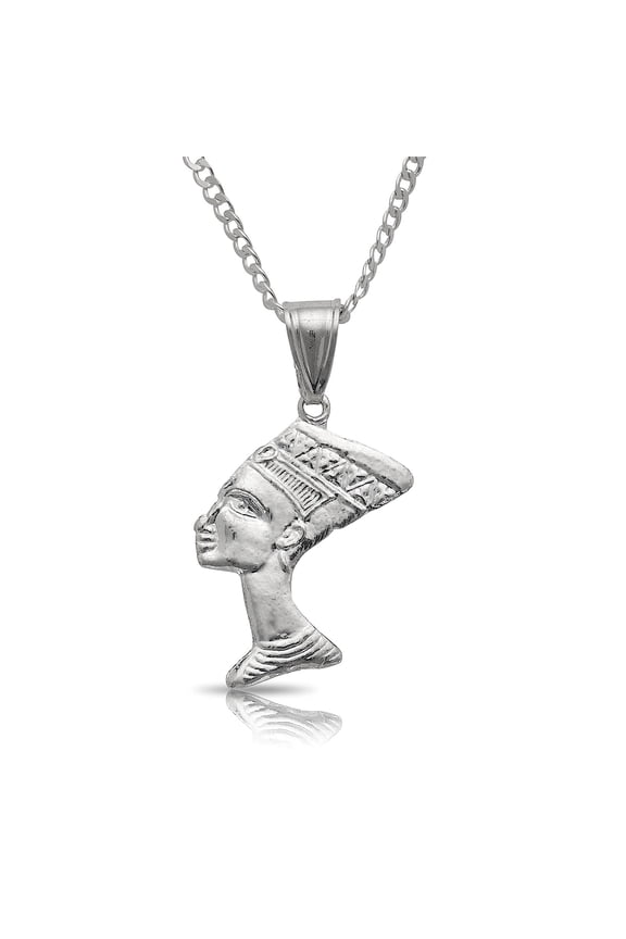 Small Queen Nefertiti .925 Sterling Silver Pendant Necklace