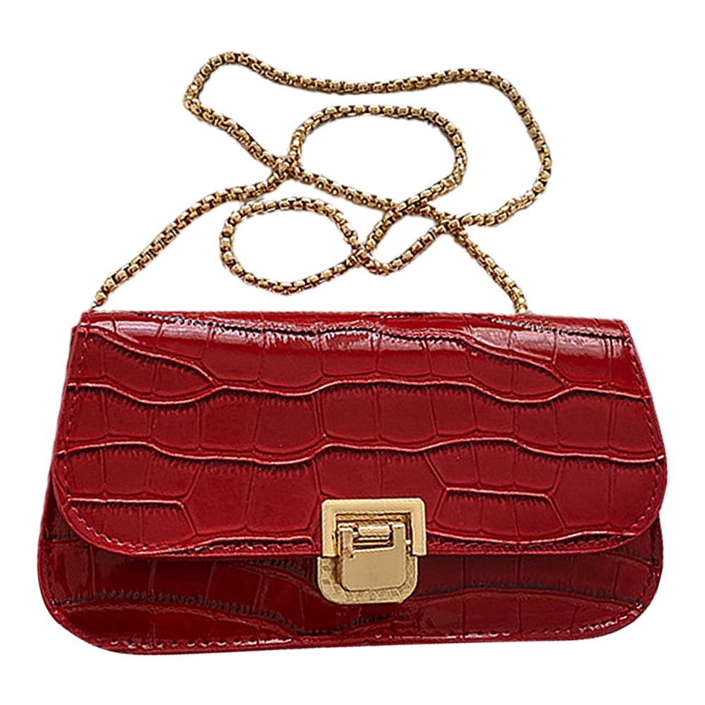 Small Quilted Crossbody Bag Trendy Designer Mini Shoulder Bag Phone Wallet Purse for Women red G23885