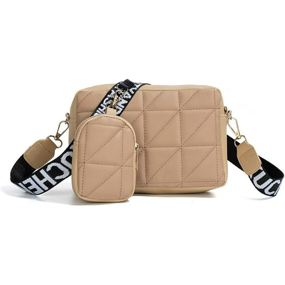 Small Quilted Crossbody Bag for Women with Coin Purse Pu Leather Camera Bag Side Square Shoulder Handbag