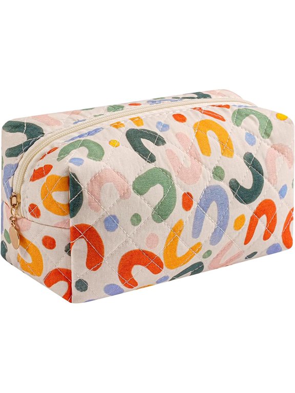 Small Makeup Bag, Cosmetic Bag Travel Toiletry Bag Gifts for Mom Friend Sister Bridesmaid (Colorful U)