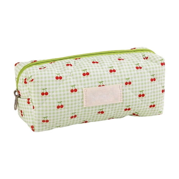 Small Quilted Makeup Bag, Zipper Cosmetic Pouch | Purse Storage Holds Makeup Beauty Essentials,Travel Items Green