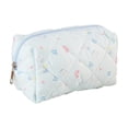 thumbnail image 1 of Small Quilted Makeup Bag for Women, Cute Floral Cosmetic Bag, Emergency Bag Travel Toiletry Pouch Gifts for Girls Her Mom Friend Sister Blue, 1 of 6