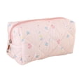 thumbnail image 1 of Small Quilted Makeup Bag for Women, Cute Floral Cosmetic Bag, Emergency Bag Travel Toiletry Pouch Gifts for Girls Her Mom Friend Sister Pink, 1 of 6