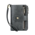 thumbnail image 1 of Small RFID Blocking Tri Fold Leather Wallet For Women, Large Capacity Compact Card Holder With Zipper Pocket, 2 ID Window For Travel, Gray (Gray, 1.00), 1 of 9