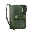 thumbnail image 1 of Small RFID Blocking Tri Fold Leather Wallet For Women, Large Capacity Compact Card Holder With Zipper Pocket, 2 ID Window For Travel, Green (Green, 1.00), 1 of 9
