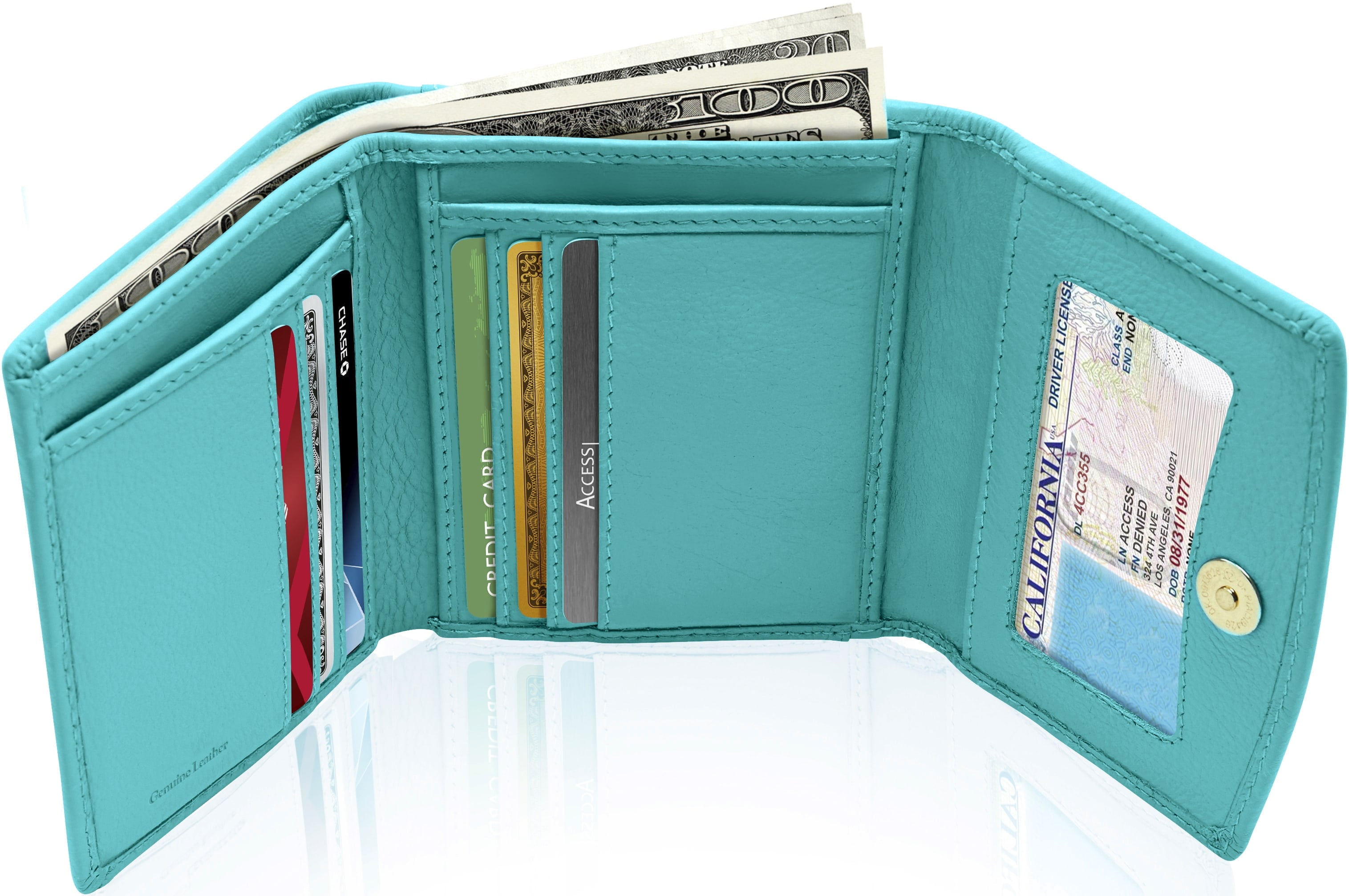 VIMUTI RFID Wallet For Women - Slim Leather Bifold With Flower Embossing & Coin Pocket